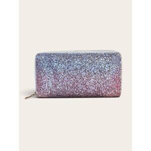 Badiya Ombre Glitter Zip Around Long Wallet Purple Blue Pink Sparkle